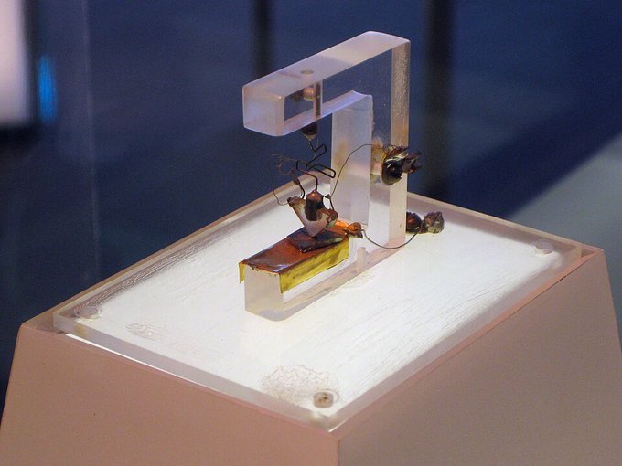 Bell Labs’ first point-contact transistor, built in 1947.
